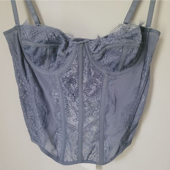 New Dealmore Blue Lace Corset Bodice Size Medium NWT - Picture 2 of 7